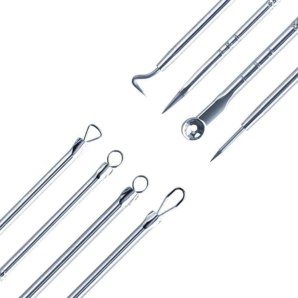 Stainless Steel Blackhead Remover Tool Set of 4 & Ear Pick Earwax Removal Kit of 6