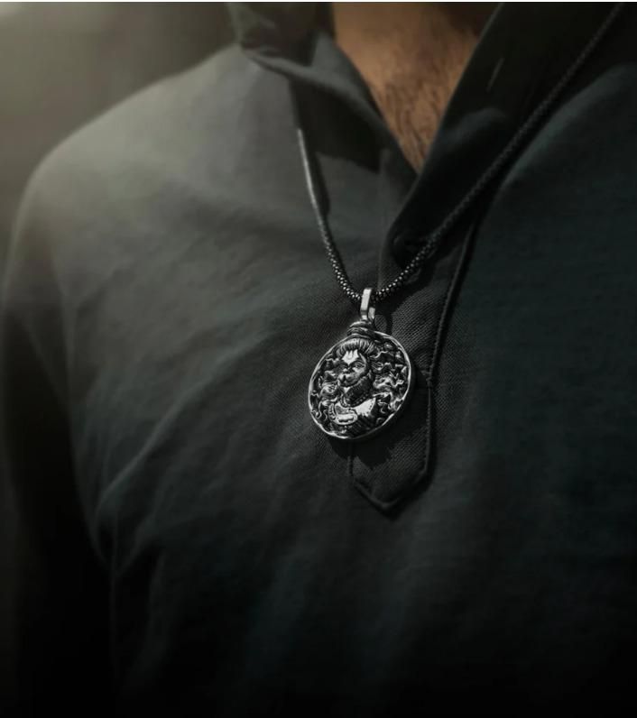 Hanuman Ji Pendant Oxodaised Silver Chain - 5% Off on online payment