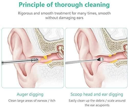 Stainless Steel Blackhead Remover Tool Set of 4 & Ear Pick Earwax Removal Kit of 6