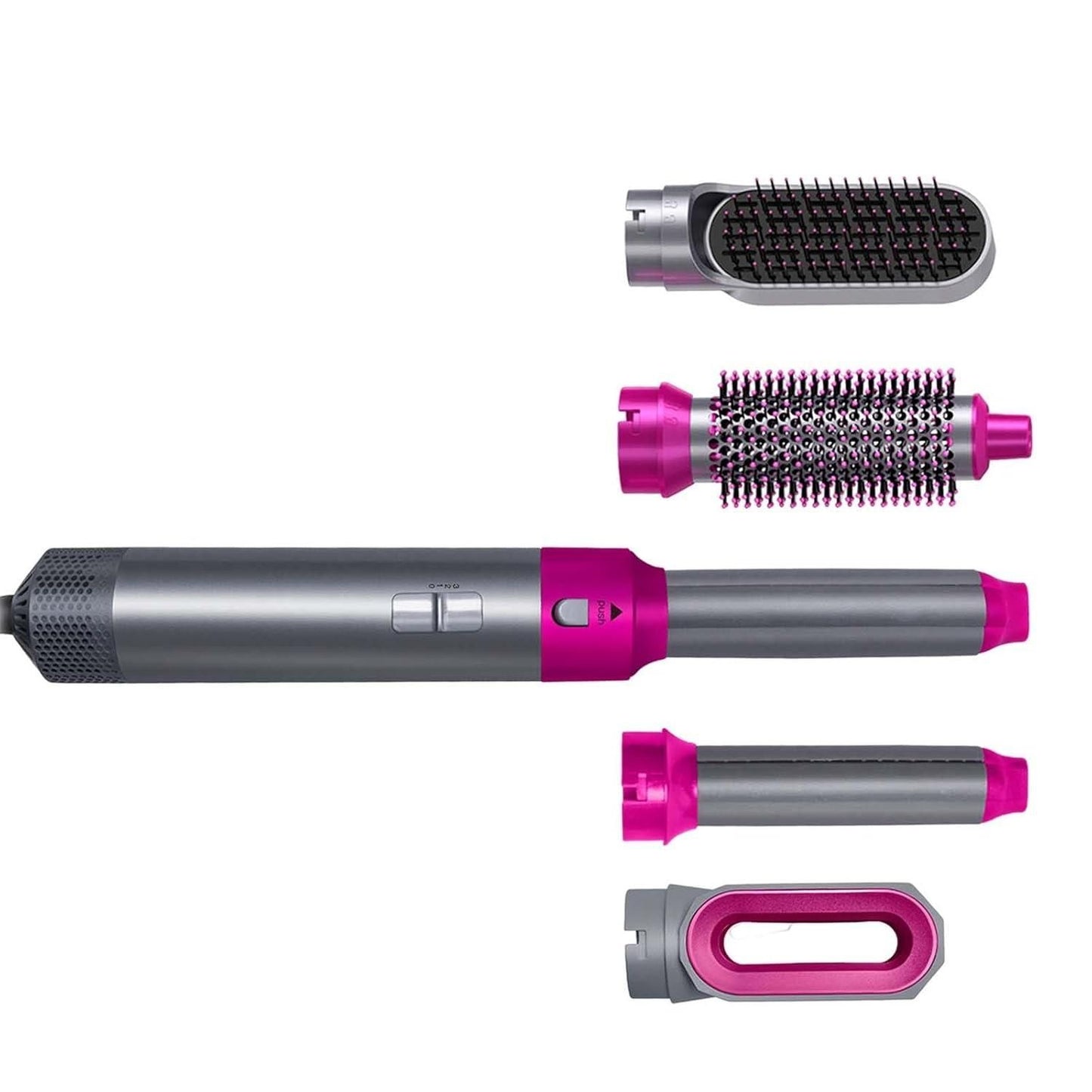 Muti-Functional 5 IN 1 Hair Styling Tool Detachable Hot Air Brush Hair Dryer with Comb - Gadget