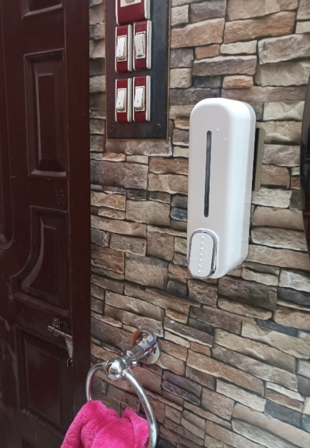 Wall Mount Transparent Premium Multipurpose Soap, Shampoo & Liquid Dispenser for Bathroom & Kitchen