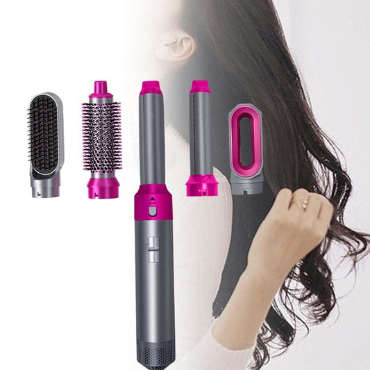 Muti-Functional 5 IN 1 Hair Styling Tool Detachable Hot Air Brush Hair Dryer with Comb - Gadget